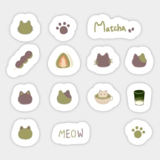 Matcha Cat Stiskers Set Sticker